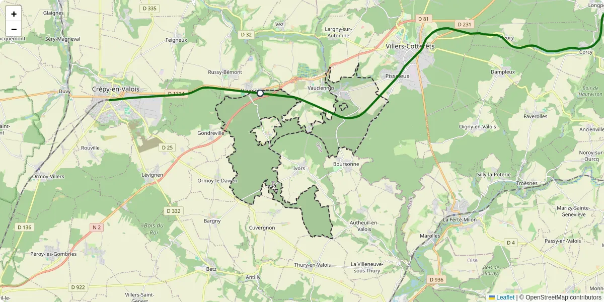 Carte du réseau de transport en commun à Coyolles - lignes de bus et arrêts