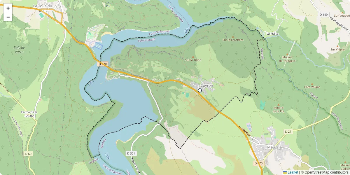 Carte du réseau de transport en commun à Coyron - lignes de bus et arrêts