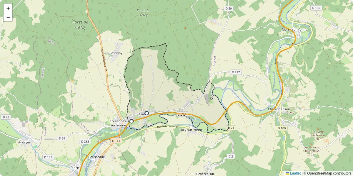 Carte du réseau de transport en commun à Crain - lignes de bus et arrêts