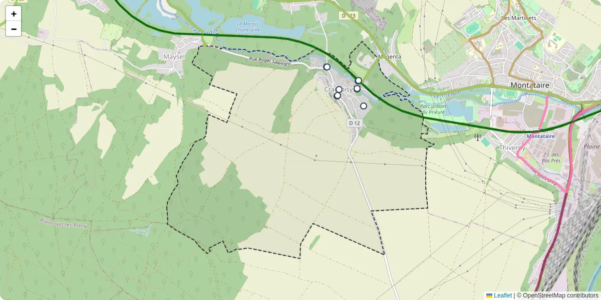 Carte du réseau de transport en commun à Cramoisy - lignes de bus et arrêts