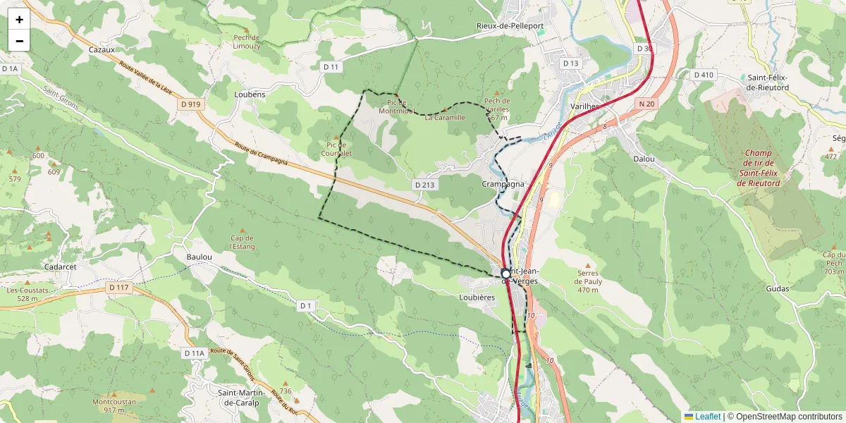 Carte du réseau de transport en commun à Crampagna - lignes de bus et arrêts