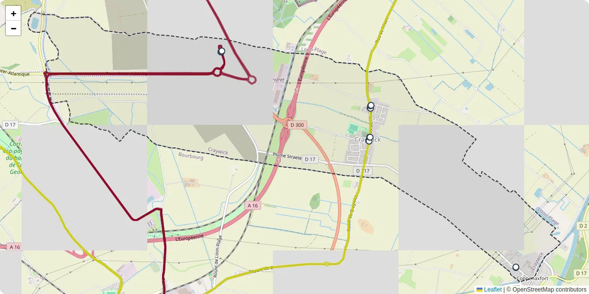 Carte du réseau de transport en commun à Craywick - lignes de bus et arrêts