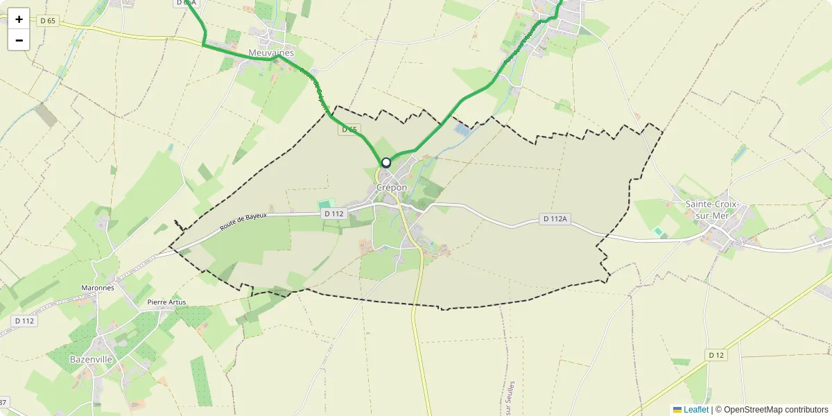 Carte du réseau de transport en commun à Crépon - lignes de bus et arrêts