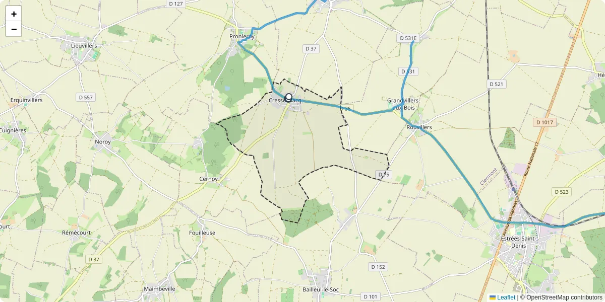 Carte du réseau de transport en commun à Cressonsacq - lignes de bus et arrêts