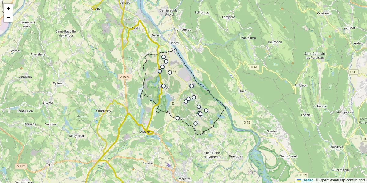 Carte du réseau de transport en commun à Creys-Mépieu - lignes de bus et arrêts