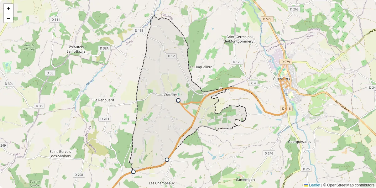 Carte du réseau de transport en commun à Crouttes - lignes de bus et arrêts