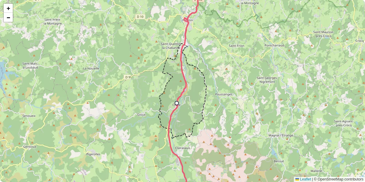 Carte du réseau de transport en commun à Croze - lignes de bus et arrêts