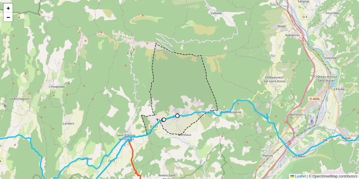 Carte du réseau de transport en commun à Cruis - lignes de bus et arrêts