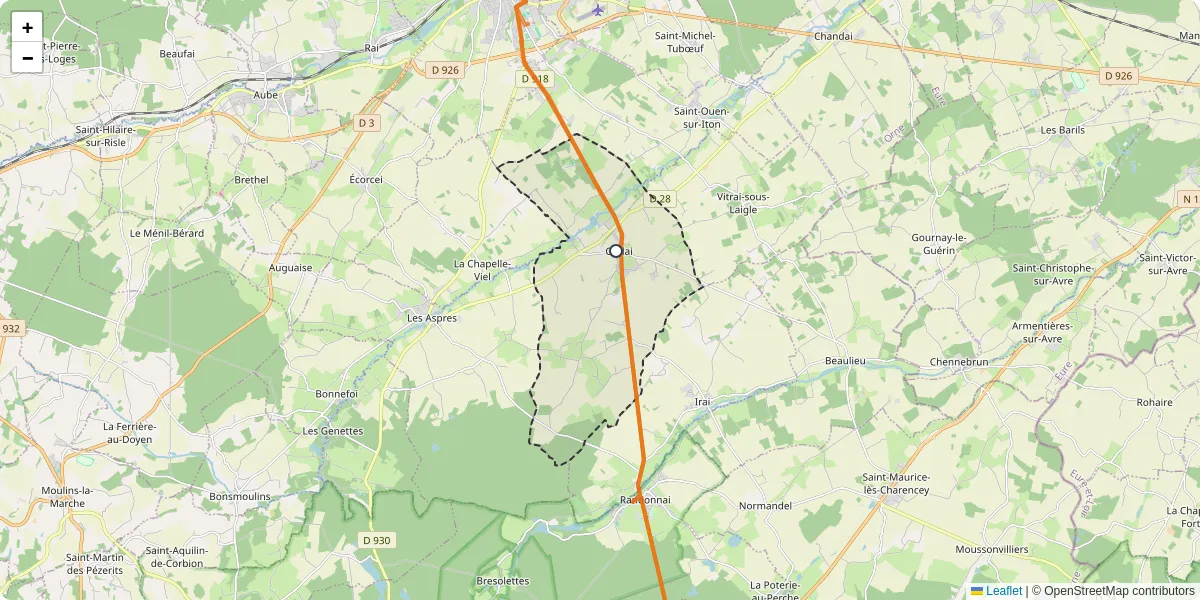Carte du réseau de transport en commun à Crulai - lignes de bus et arrêts