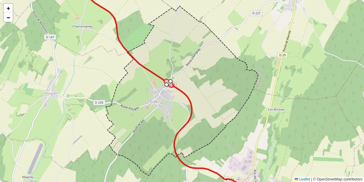 Carte du réseau de transport en commun à Cult - lignes de bus et arrêts