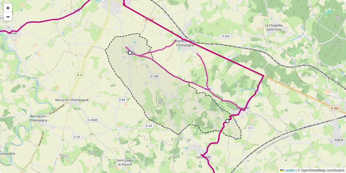 Carte du réseau de transport en commun à Cures - lignes de bus et arrêts