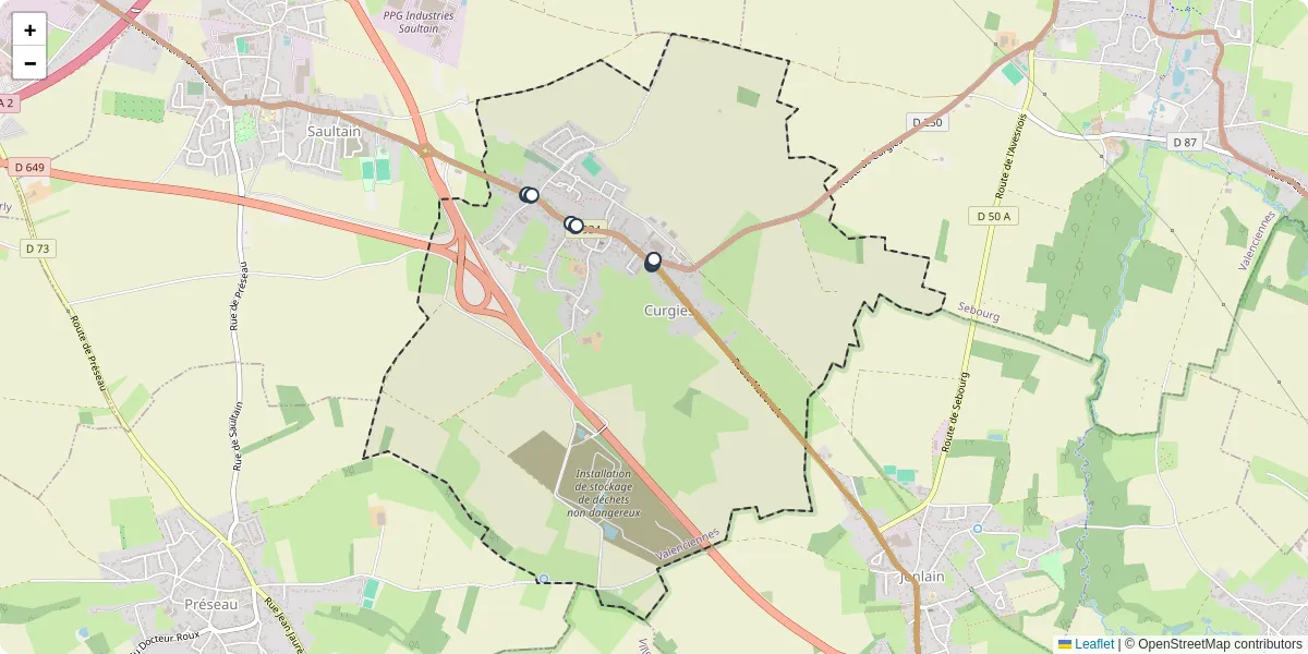 Carte du réseau de transport en commun à Curgies - lignes de bus et arrêts