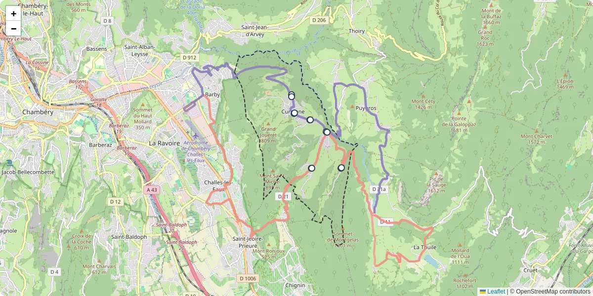 Carte du réseau de transport en commun à Curienne - lignes de bus et arrêts
