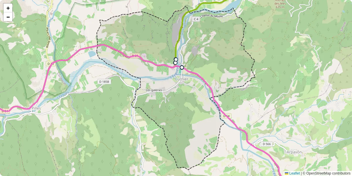 Carte du réseau de transport en commun à Curnier - lignes de bus et arrêts
