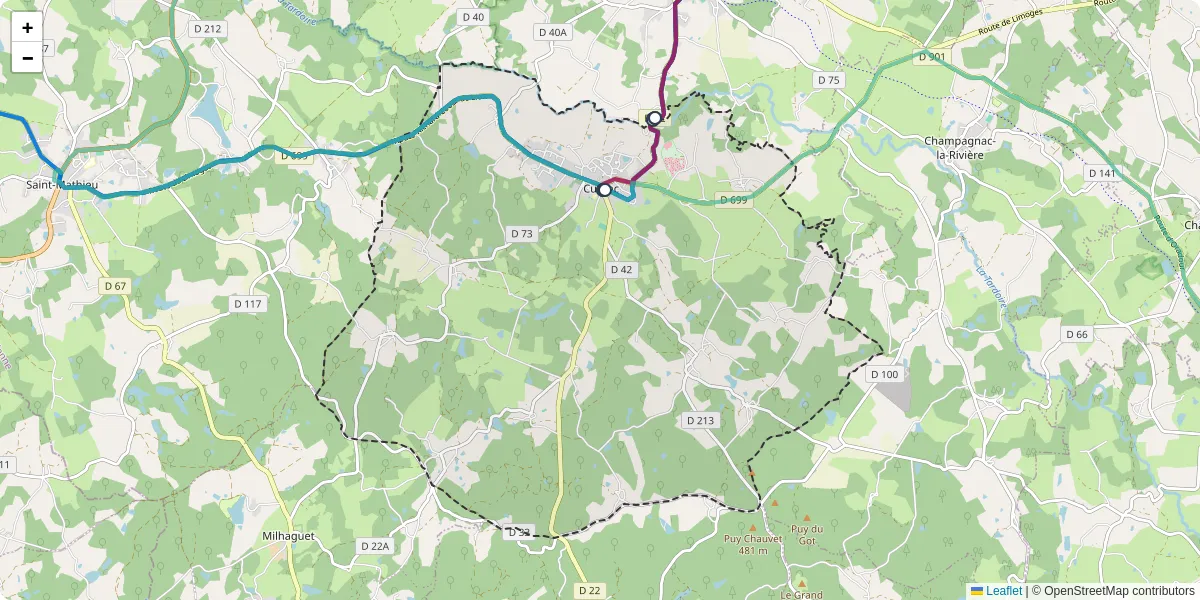 Carte du réseau de transport en commun à Cussac - lignes de bus et arrêts