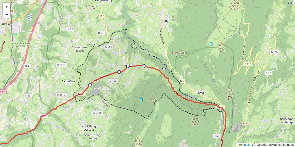 Carte du réseau de transport en commun à Cusy - lignes de bus et arrêts