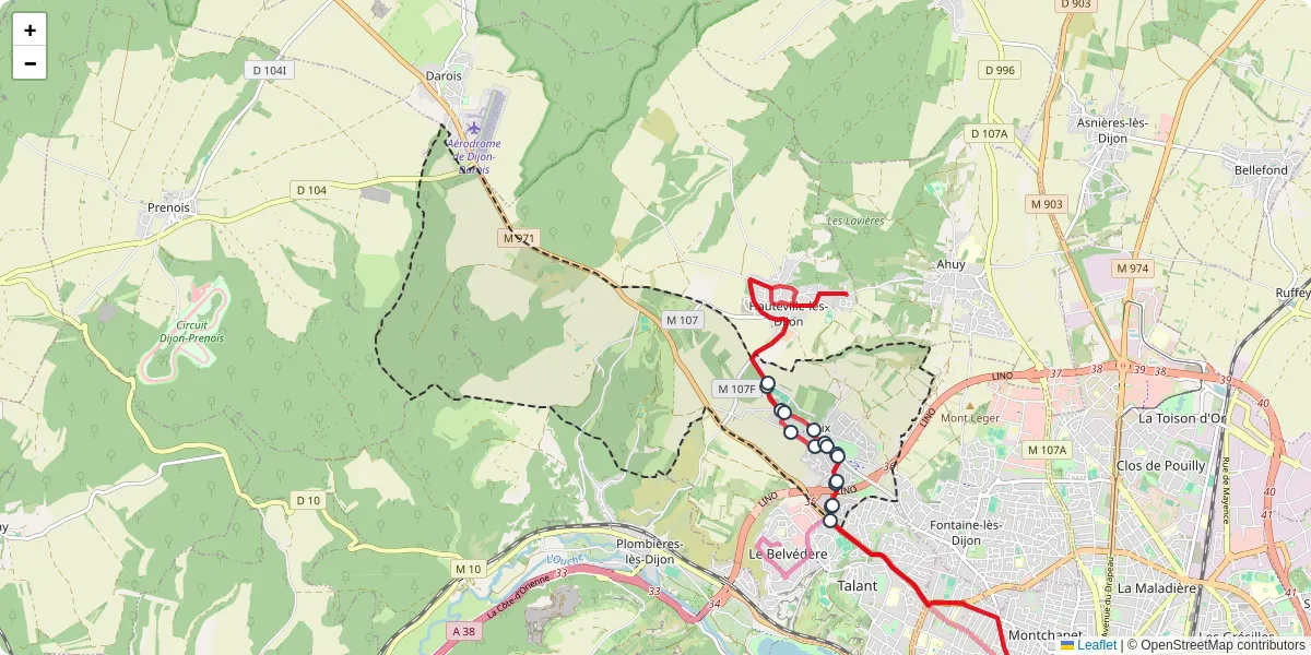 Carte du réseau de transport en commun à Daix - lignes de bus et arrêts