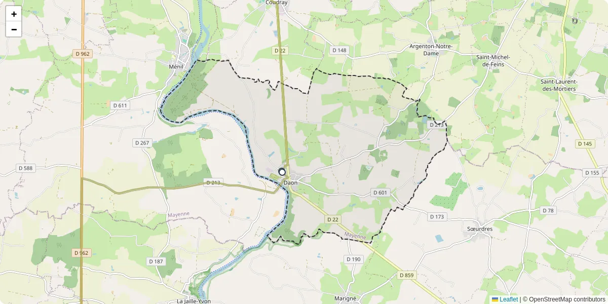 Carte du réseau de transport en commun à Daon - lignes de bus et arrêts