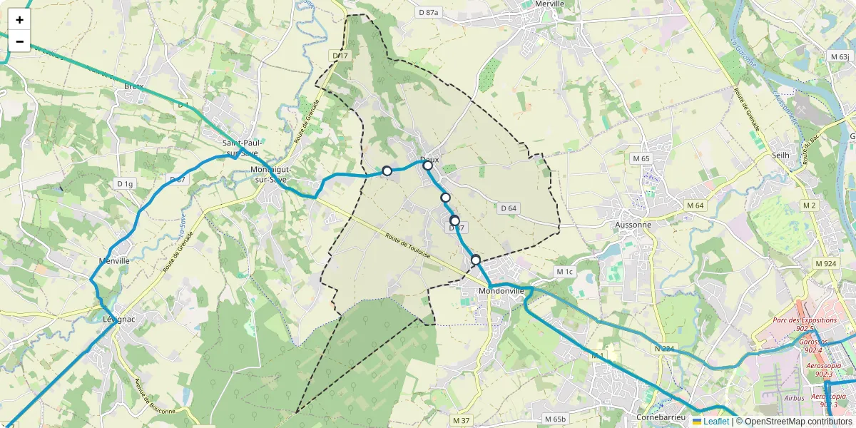 Carte du réseau de transport en commun à Daux - lignes de bus et arrêts