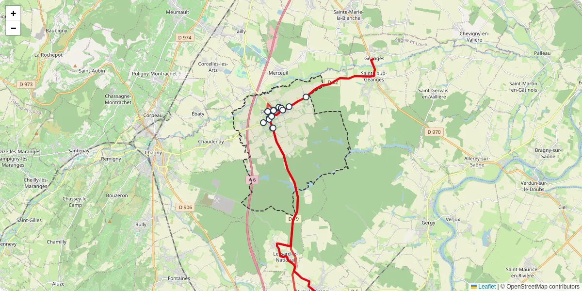 Carte du réseau de transport en commun à Demigny - lignes de bus et arrêts