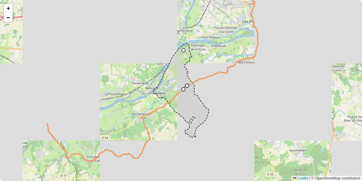 Carte du réseau de transport en commun à Denée - lignes de bus et arrêts
