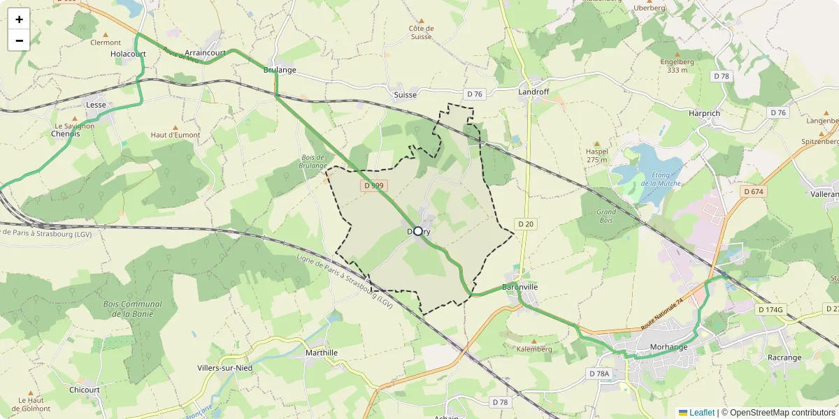 Carte du réseau de transport en commun à Destry - lignes de bus et arrêts