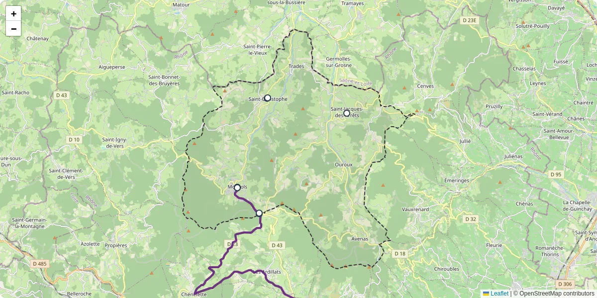 Carte du réseau de transport en commun à Deux-Grosnes - lignes de bus et arrêts