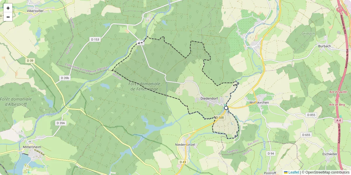 Carte du réseau de transport en commun à Diedendorf - lignes de bus et arrêts