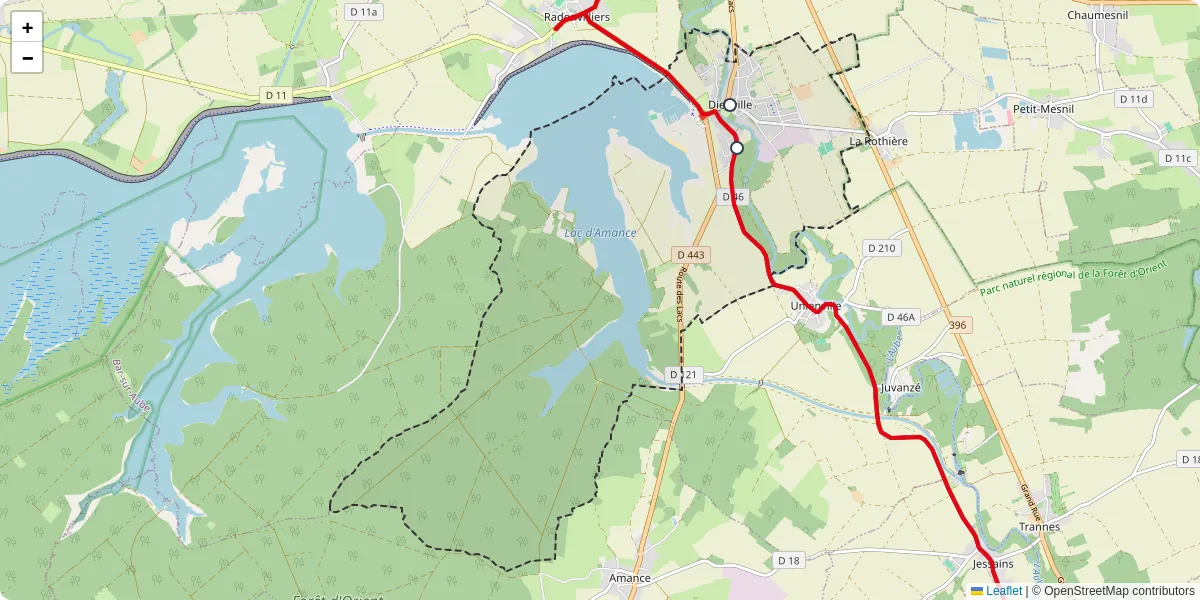 Carte du réseau de transport en commun à Dienville - lignes de bus et arrêts