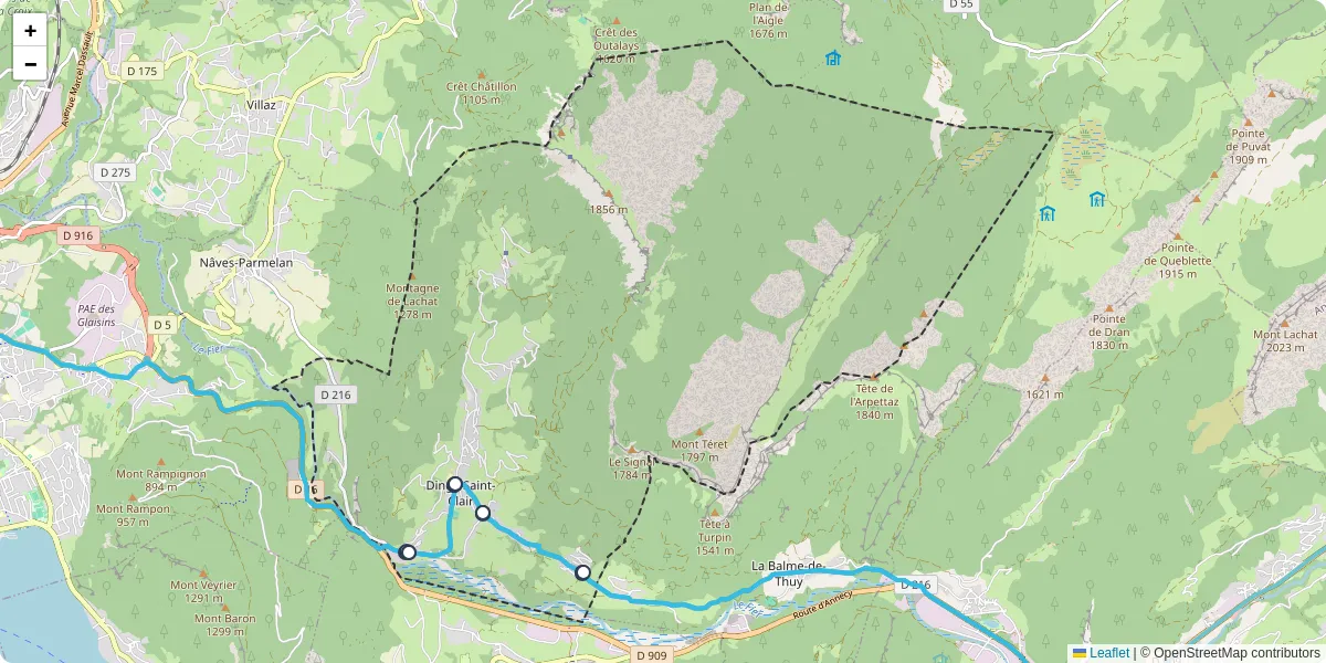 Carte du réseau de transport en commun à Dingy-Saint-Clair - lignes de bus et arrêts