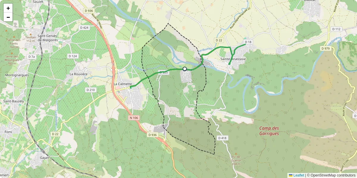 Carte du réseau de transport en commun à Dions - lignes de bus et arrêts