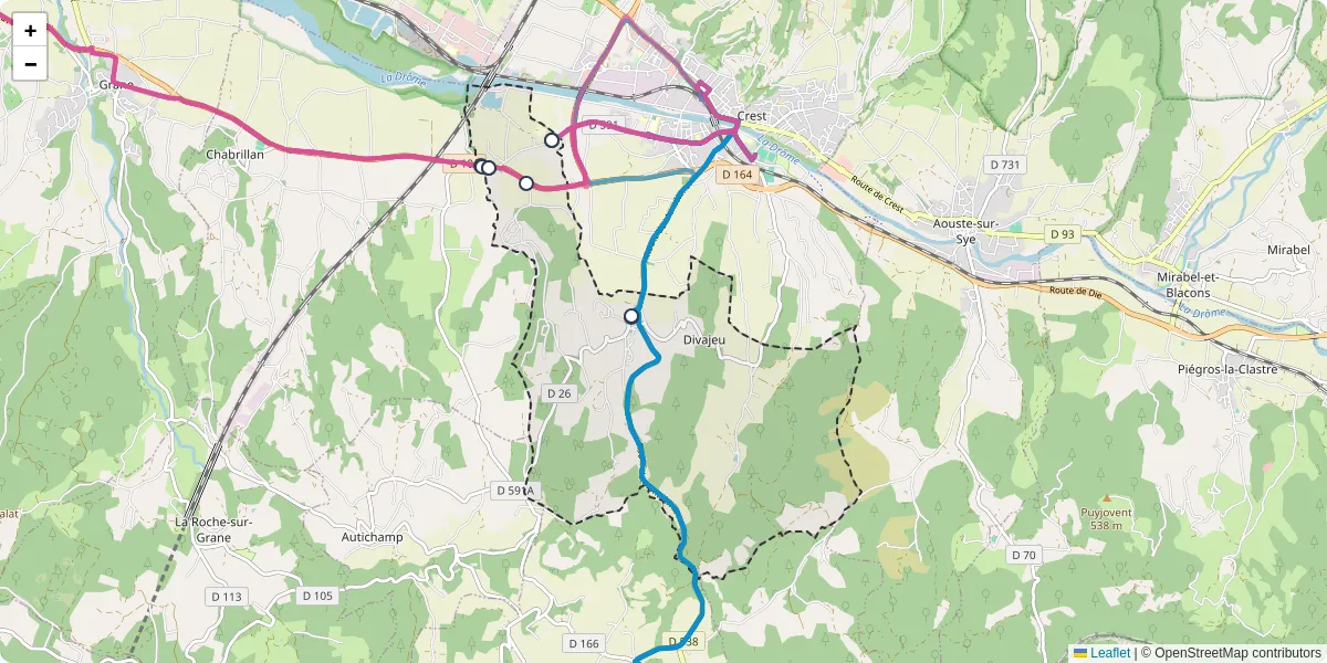 Carte du réseau de transport en commun à Divajeu - lignes de bus et arrêts