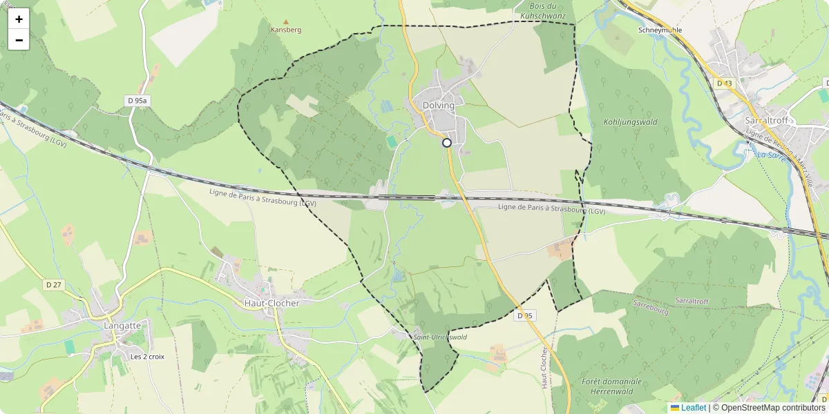 Carte du réseau de transport en commun à Dolving - lignes de bus et arrêts