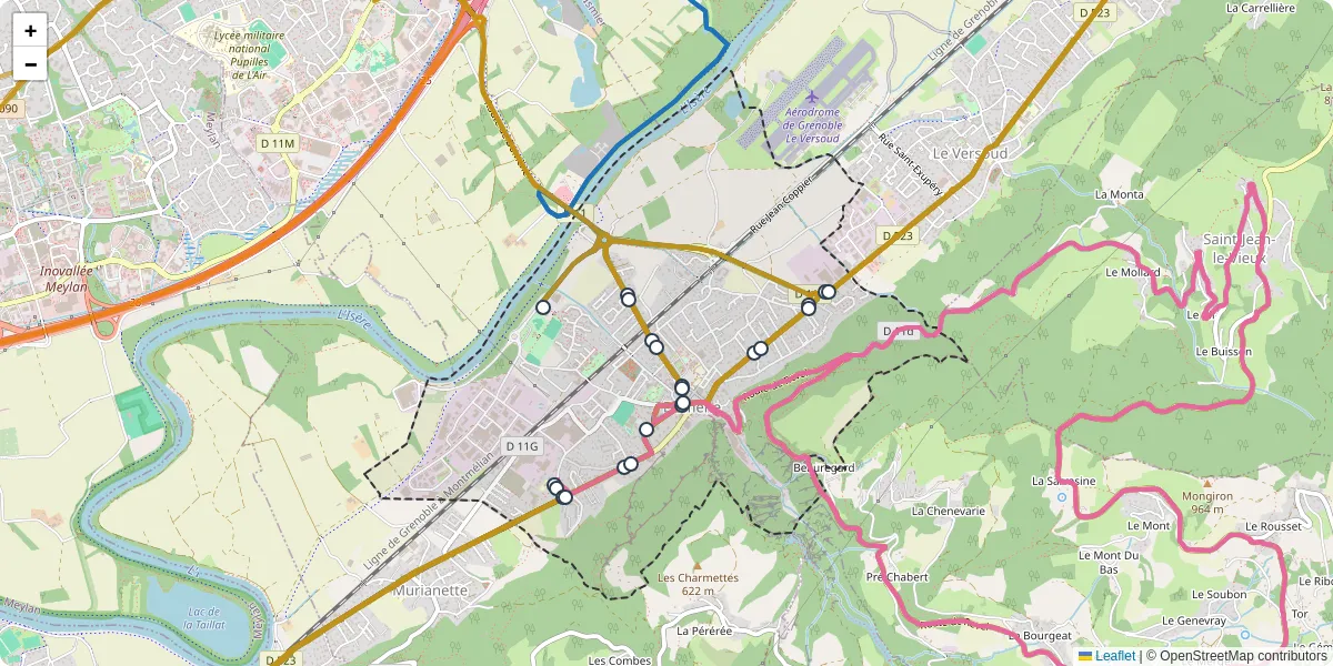 Carte du réseau de transport en commun à Domène - lignes de bus et arrêts
