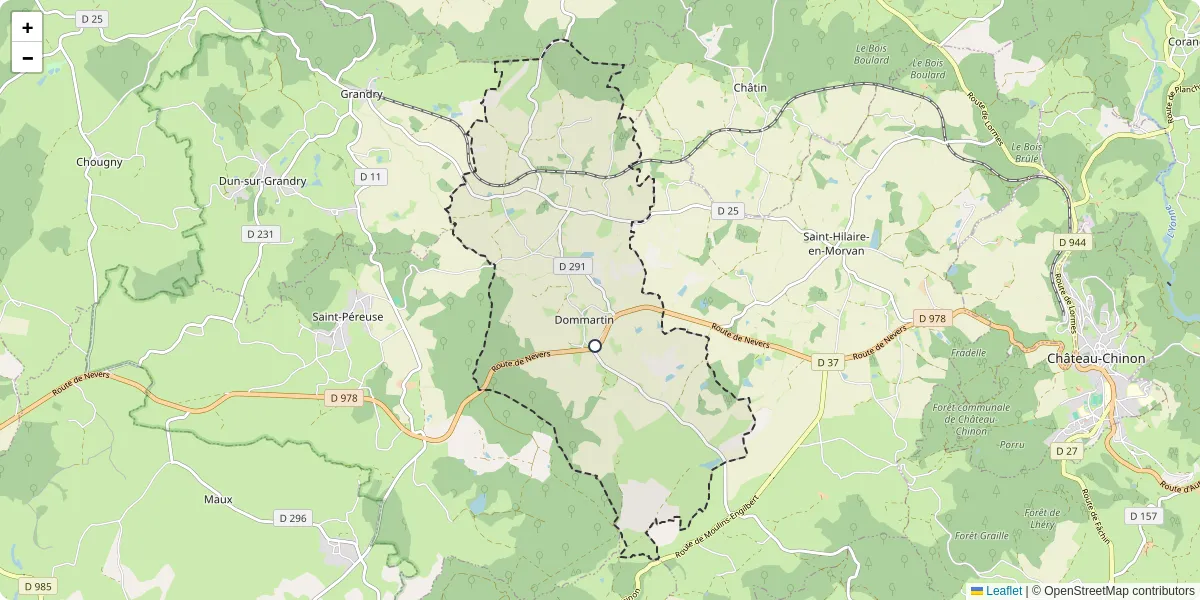 Carte du réseau de transport en commun à Dommartin - lignes de bus et arrêts
