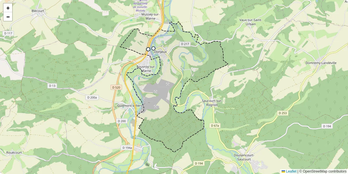 Carte du réseau de transport en commun à Donjeux - lignes de bus et arrêts