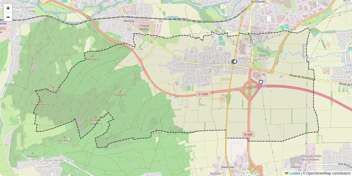 Carte du réseau de transport en commun à Dorlisheim - lignes de bus et arrêts