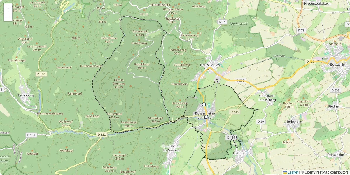 Carte du réseau de transport en commun à Dossenheim-sur-Zinsel - lignes de bus et arrêts