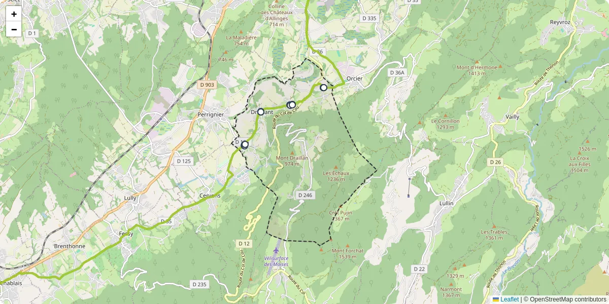 Carte du réseau de transport en commun à Draillant - lignes de bus et arrêts