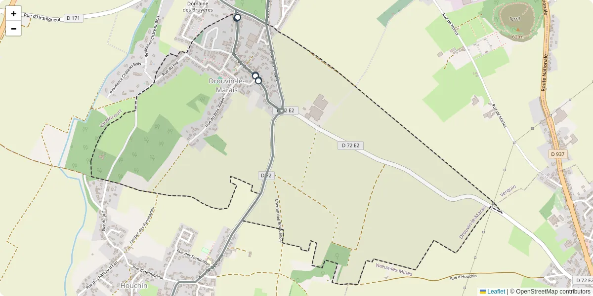 Carte du réseau de transport en commun à Drouvin-le-Marais - lignes de bus et arrêts