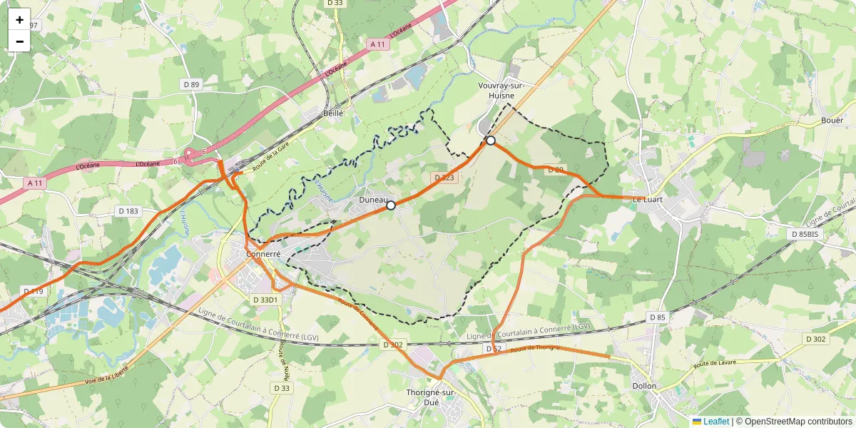 Carte du réseau de transport en commun à Duneau - lignes de bus et arrêts