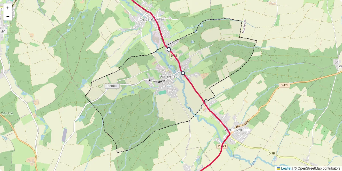 Carte du réseau de transport en commun à Durmenach - lignes de bus et arrêts