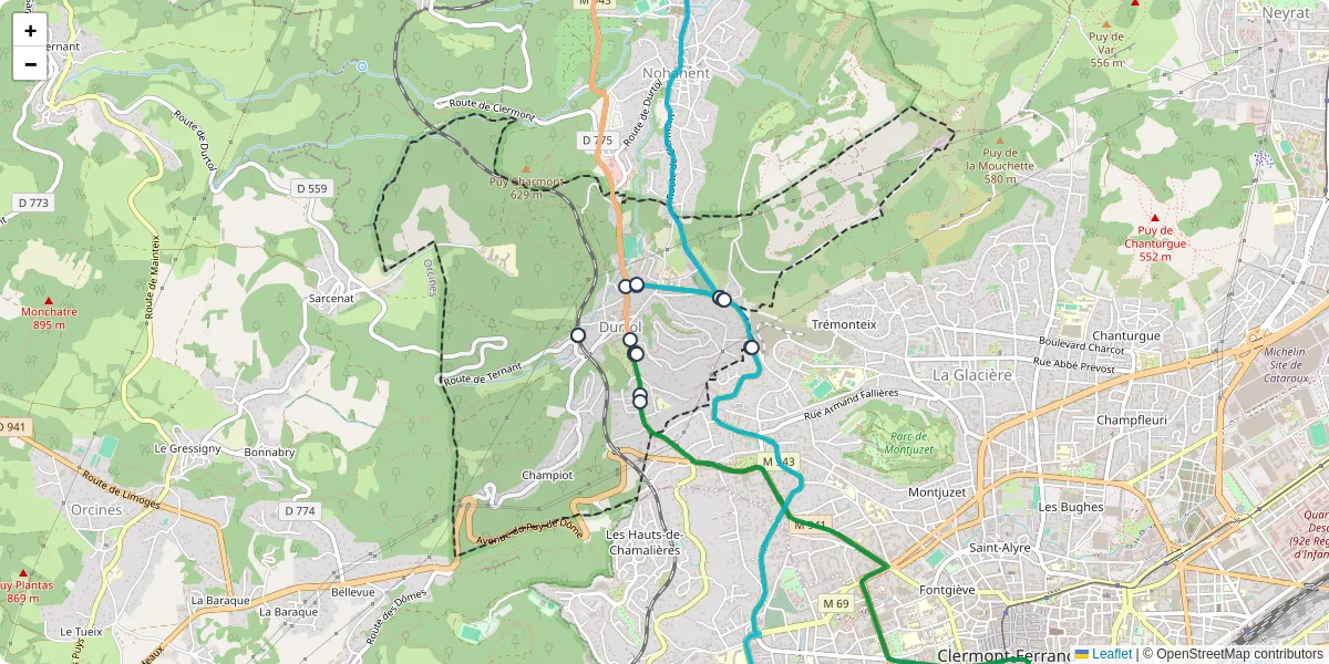 Carte du réseau de transport en commun à Durtol - lignes de bus et arrêts