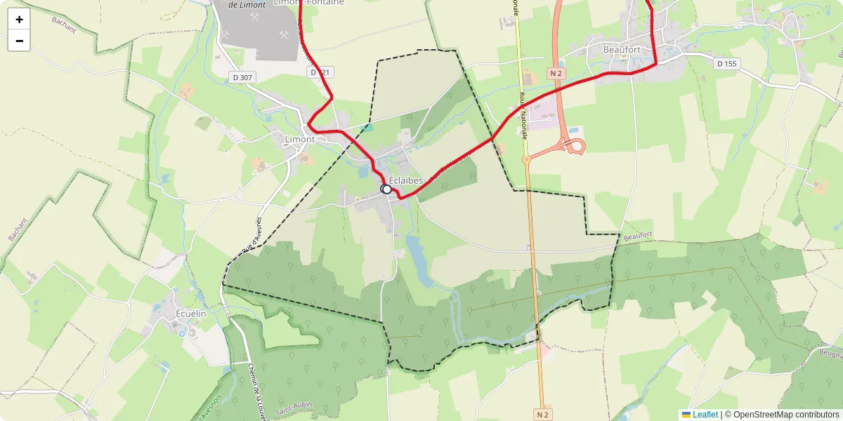 Carte du réseau de transport en commun à Éclaibes - lignes de bus et arrêts