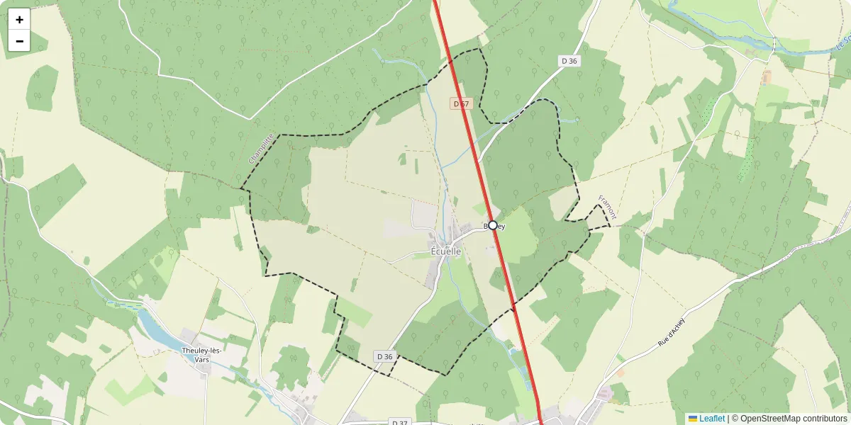 Carte du réseau de transport en commun à Écuelle - lignes de bus et arrêts