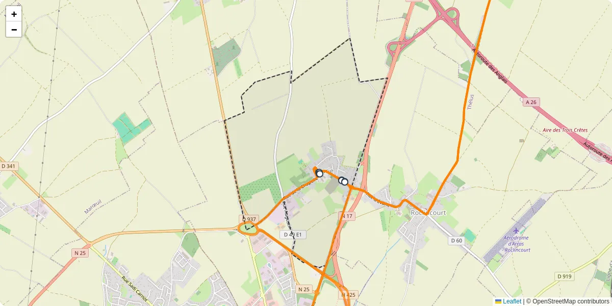Carte du réseau de transport en commun à Écurie - lignes de bus et arrêts