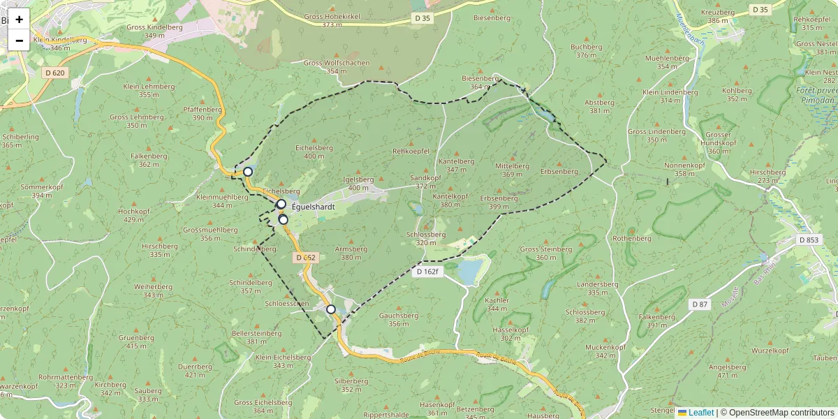 Carte du réseau de transport en commun à Éguelshardt - lignes de bus et arrêts