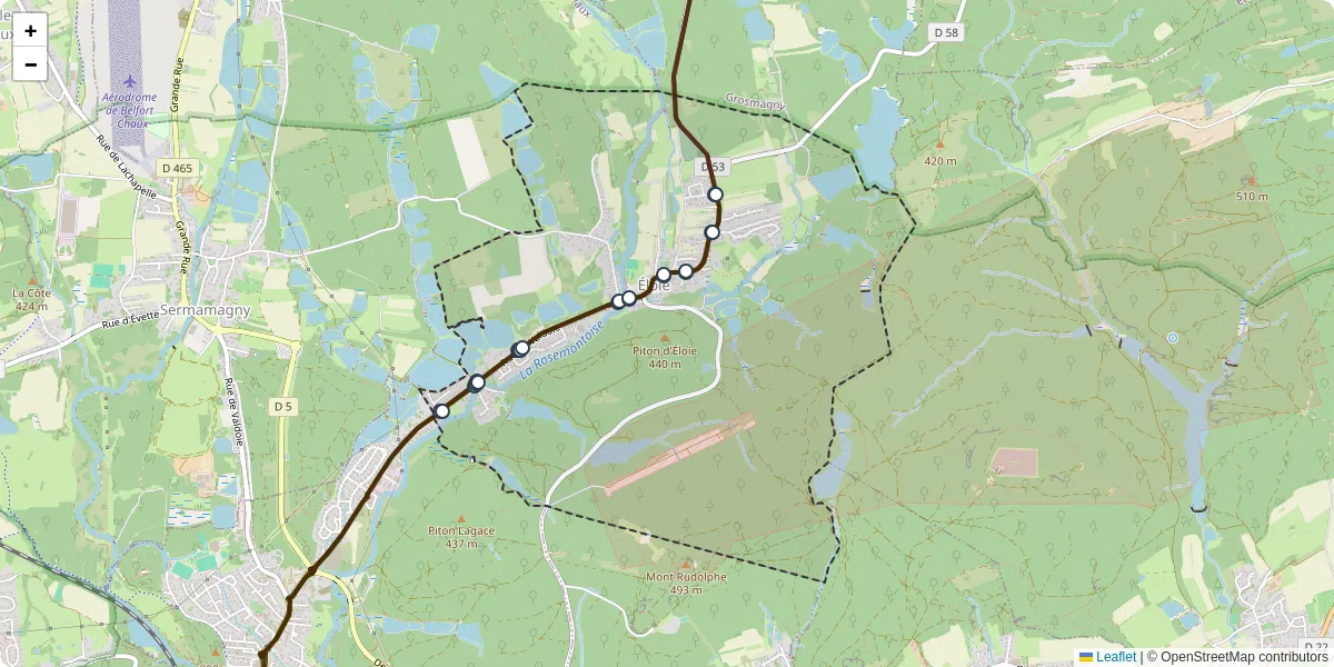 Carte du réseau de transport en commun à Éloie - lignes de bus et arrêts