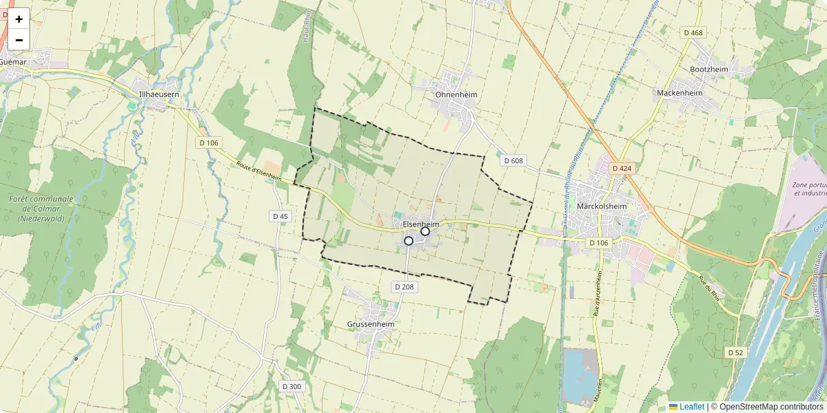 Carte du réseau de transport en commun à Elsenheim - lignes de bus et arrêts