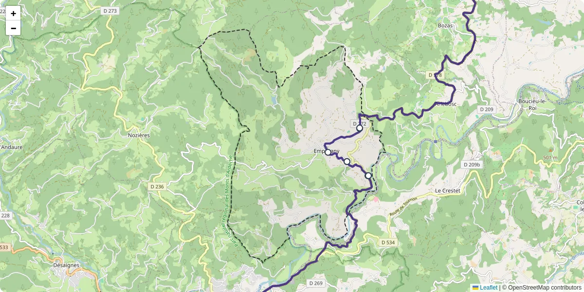 Carte du réseau de transport en commun à Empurany - lignes de bus et arrêts